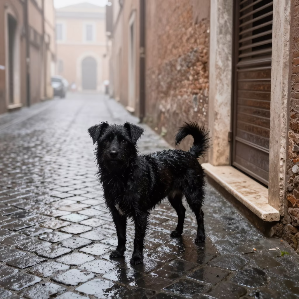 Black Dog in Rome in in Rome, Italy