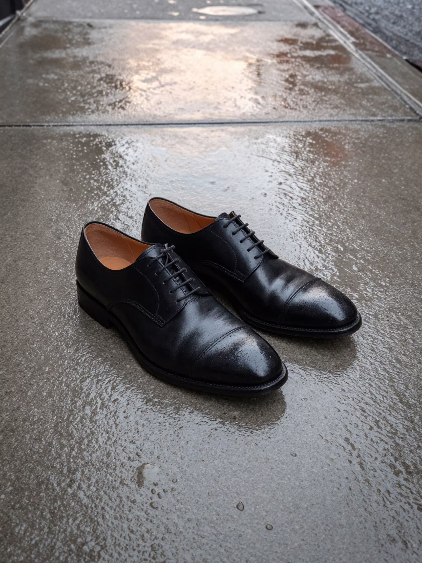 Black Leather Shoes in New York in in New York, New York, United States