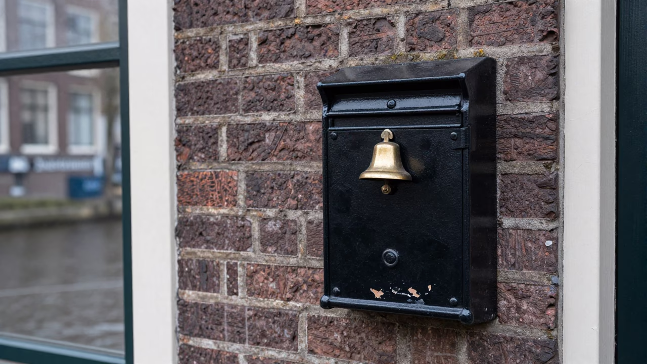 Black Metal Mailbox in Amsterdam in in Amsterdam, Netherlands
