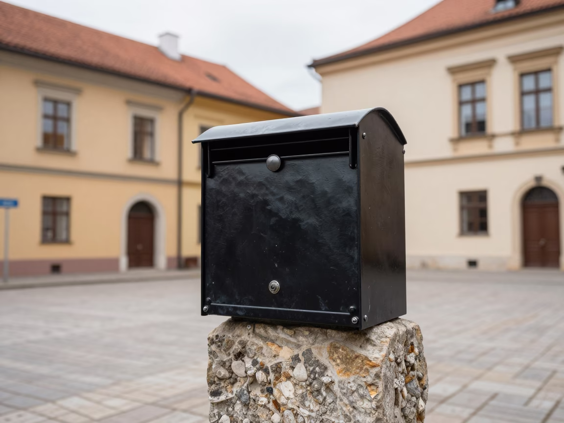 Black Metal Mailbox in Krakow in in Krakow, Poland