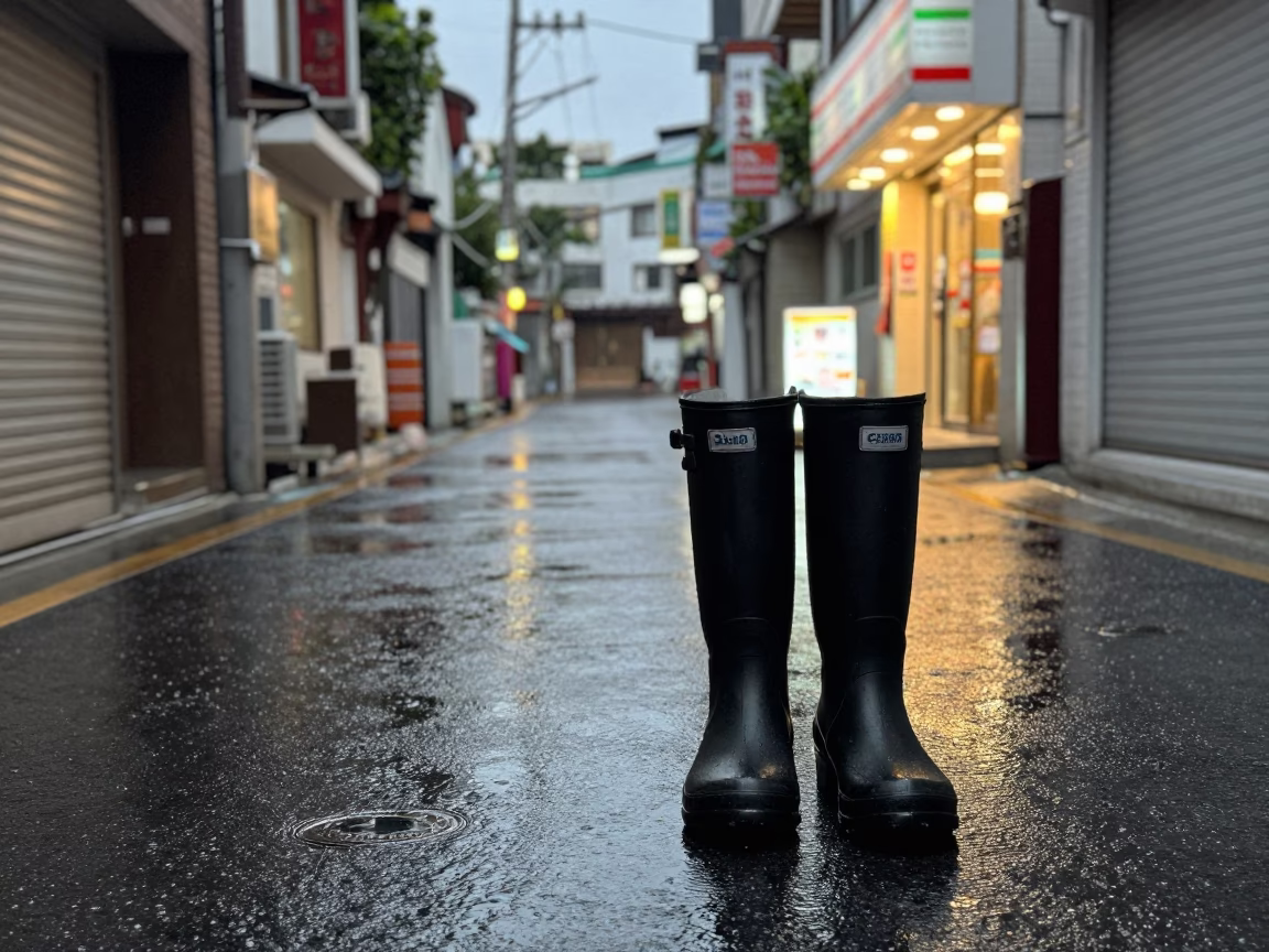 Black Rain Boots in Seoul in in Seoul, South Korea