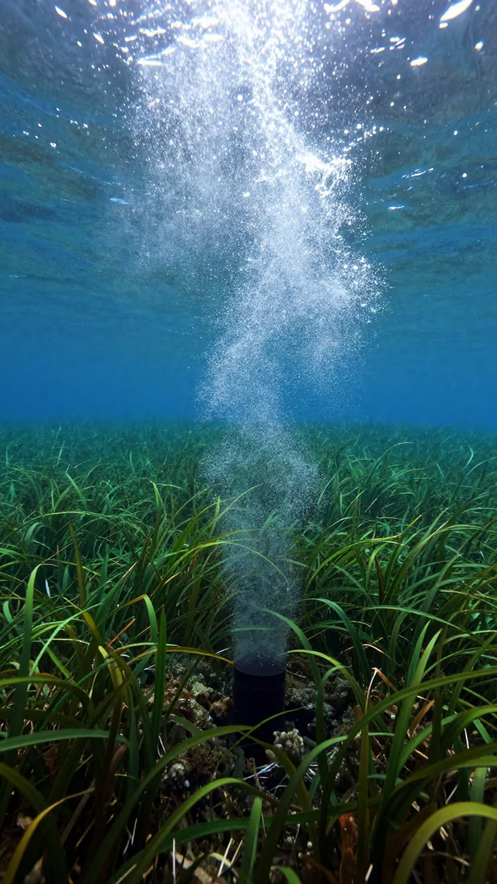 Black Smokers Over Kerala Seagrass Meadow in above a seagrass meadow in Kerala