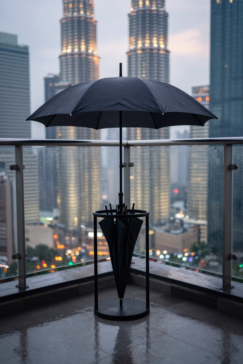 Black Umbrella Stand in Kuala Lumpur in in Kuala Lumpur, Malaysia