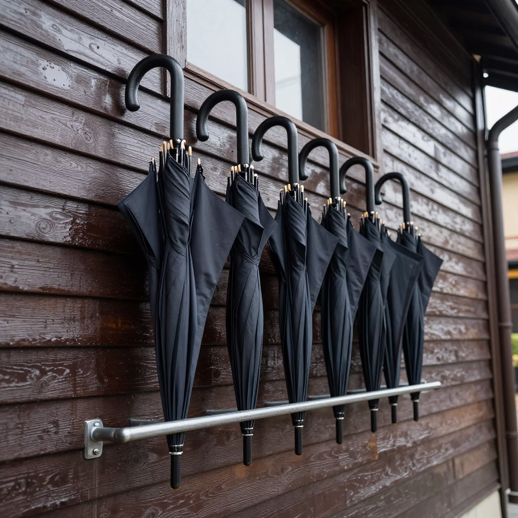 Black Umbrellas in Bilbao in in Bilbao, Spain