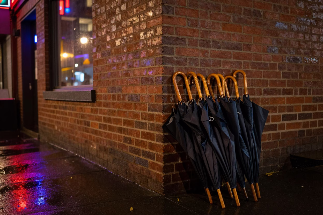 Black Umbrellas in Vancouver in in Vancouver, British Columbia, Canada