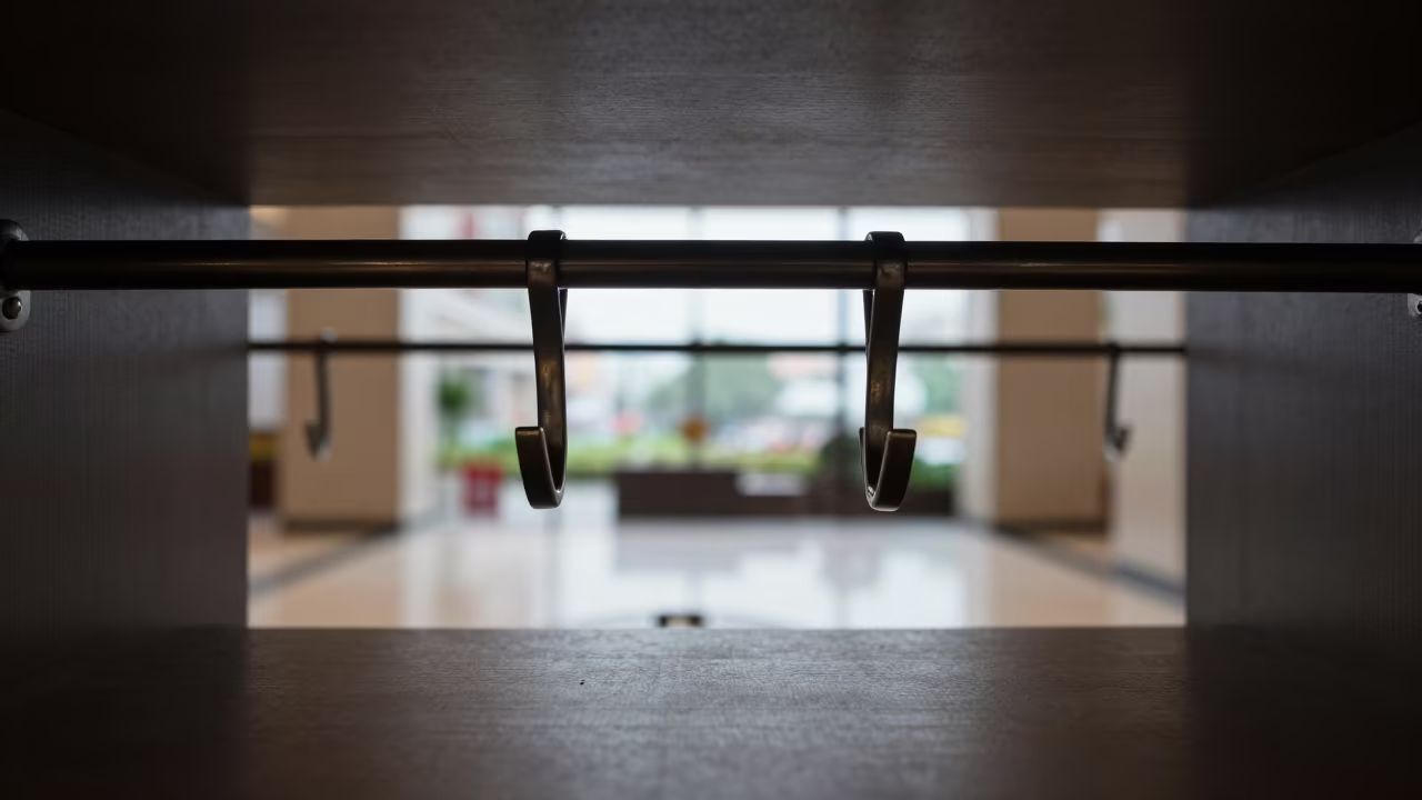 Blackout Curtain Hooks in Bangkok Hotel Lobby in inside a hotel lobby in Ari, Bangkok