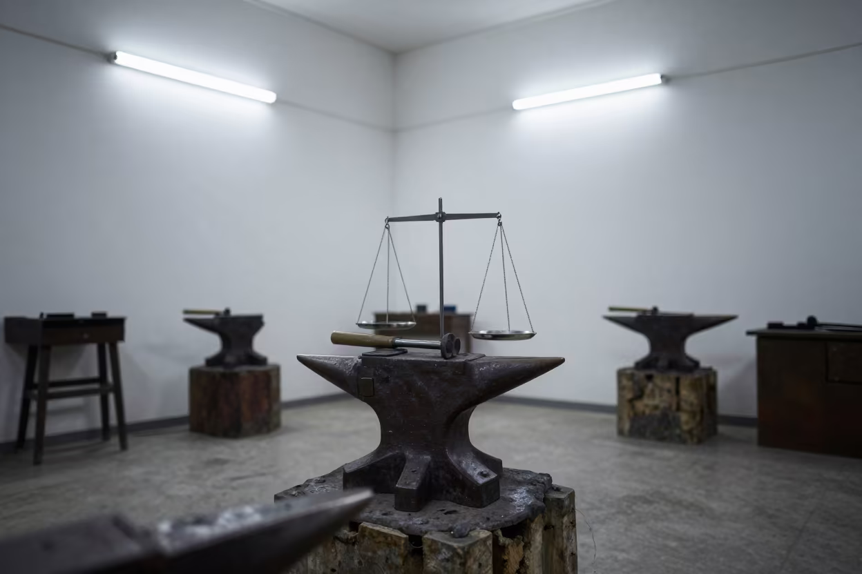 Blacksmith Anvil in Gaziantep Rehearsal Room Midnight in in a rehearsal room in Gaziantep