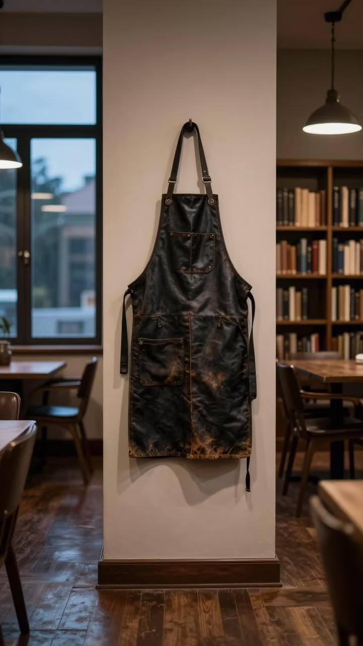 Blacksmith Apron in Kigali Library Reading Room in in a library reading room in Kigali