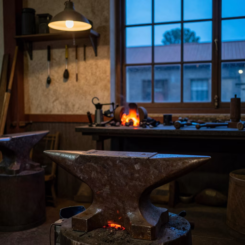 Blacksmith Shop Evening Light Bloemfontein Market in in a market hall in Bloemfontein