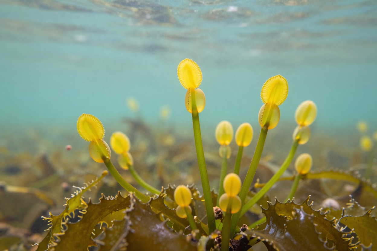 Bladderwort Traps in Senegalese Kelp in along a kelp-fringed shelf in Senegal