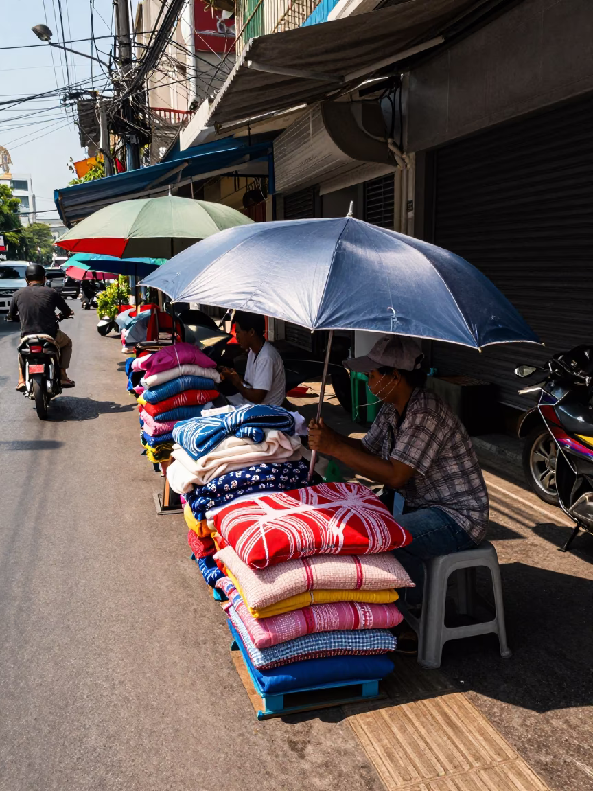 Blankets in Bangkok at Afternoon Light in in Bangkok, Thailand