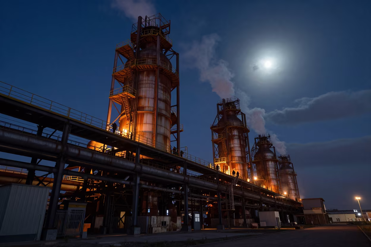 Blast Furnace Under Moonlight Near Erzurum in beside a blast furnace near Erzurum