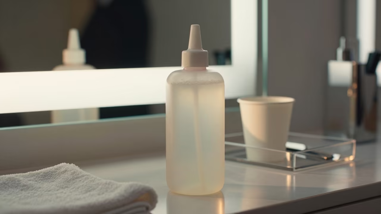 Bleach Bottle on Salon Counter Guiglo in inside a salon row in Guiglo