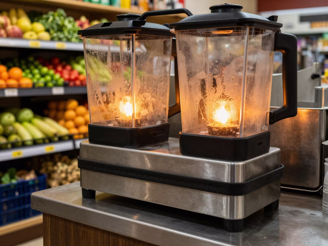 Blender Gasket Bin at Setif Juice Bar in beside a seasonal endcap near the sales floor in Setif