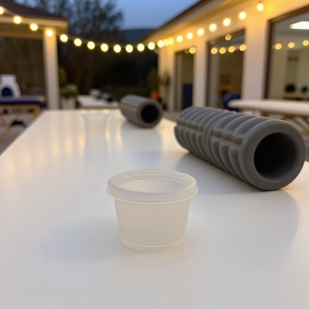 Blender Gasket in Rosario Recovery Lounge Twilight in inside a recovery lounge beside foam rollers in Rosario