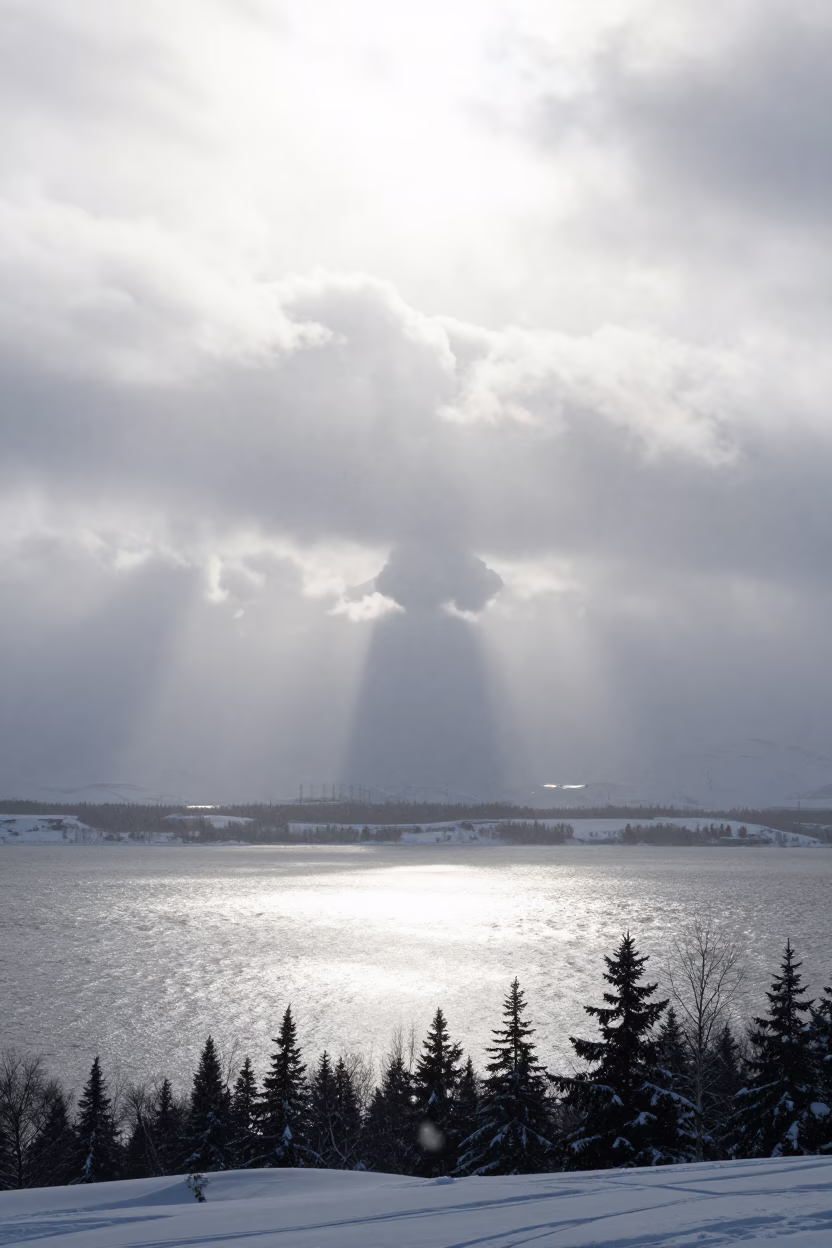 Blizzard Silhouette Over Alaska Thunderheads in over a horizon of stacked thunderheads in Alaska