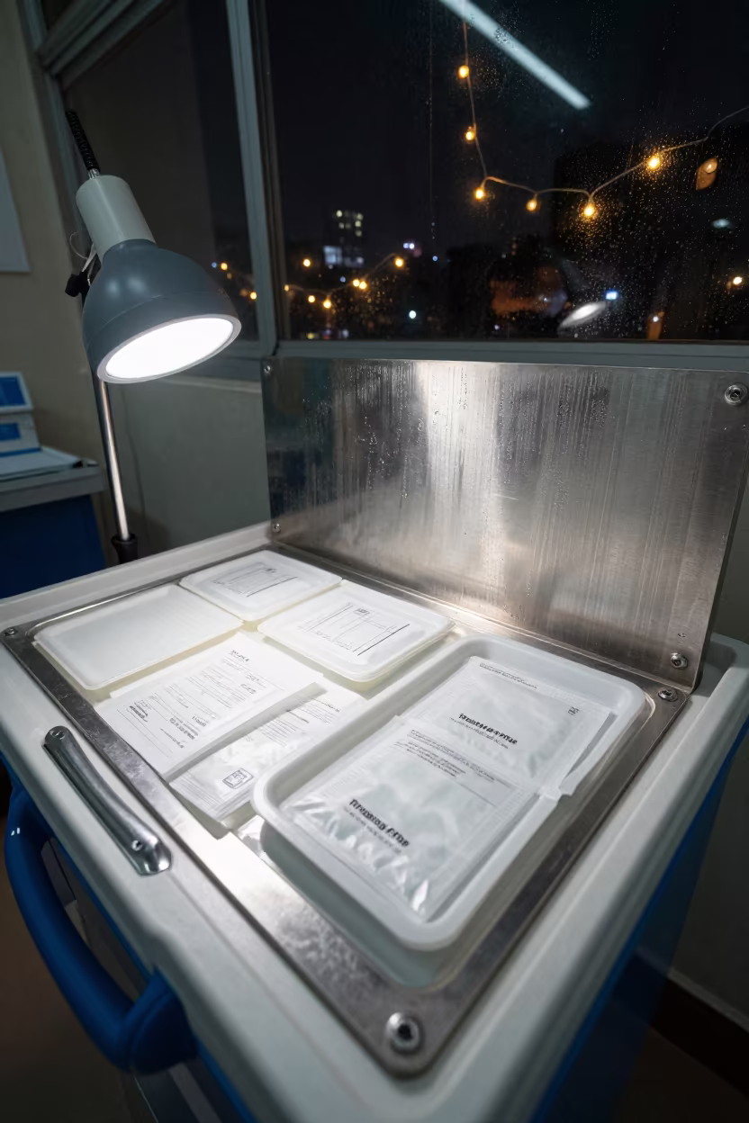 Blood Bank Seal Board Dharavi Mumbai Prep Room in in a surgical prep area in Dharavi, Mumbai