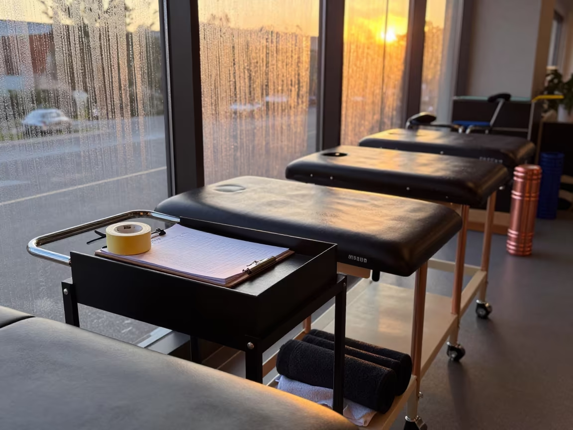 Blood Pressure Cart in Dresden Recovery Lounge in inside a recovery lounge beside foam rollers in Dresden