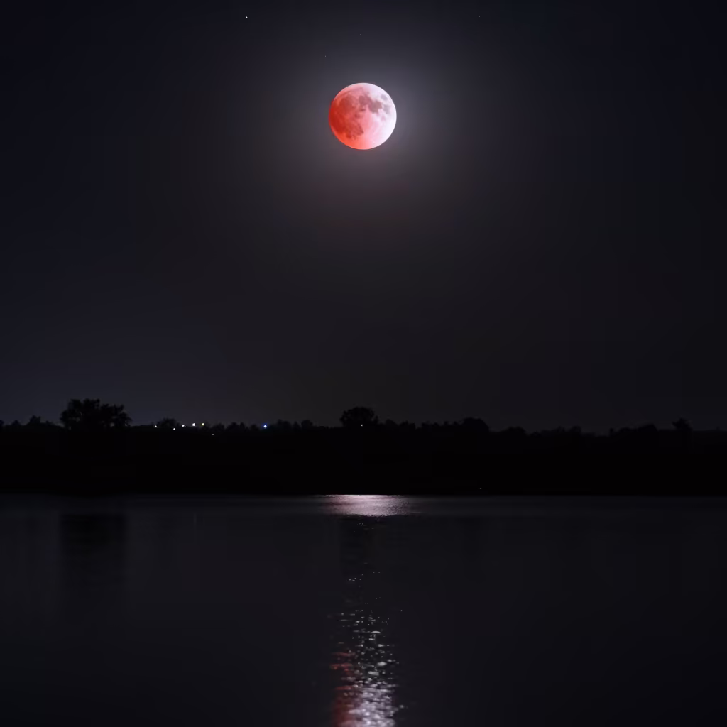 Blood Red Moon Over Multan Night Sky in beneath a dark-sky overlook near Multan