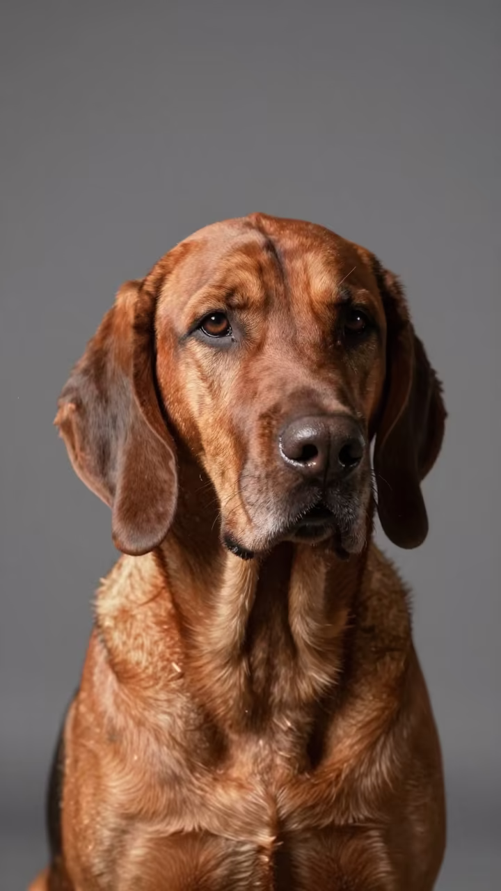 Bloodhound Portrait in Aligarh Studio in in a quiet portrait studio with a plain backdrop and eye-level framing in Aligarh