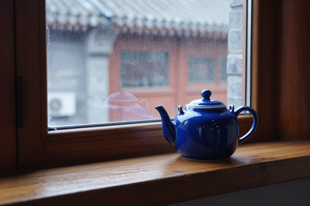 Blue Ceramic Tea Kettle in Beijing in in Beijing, China
