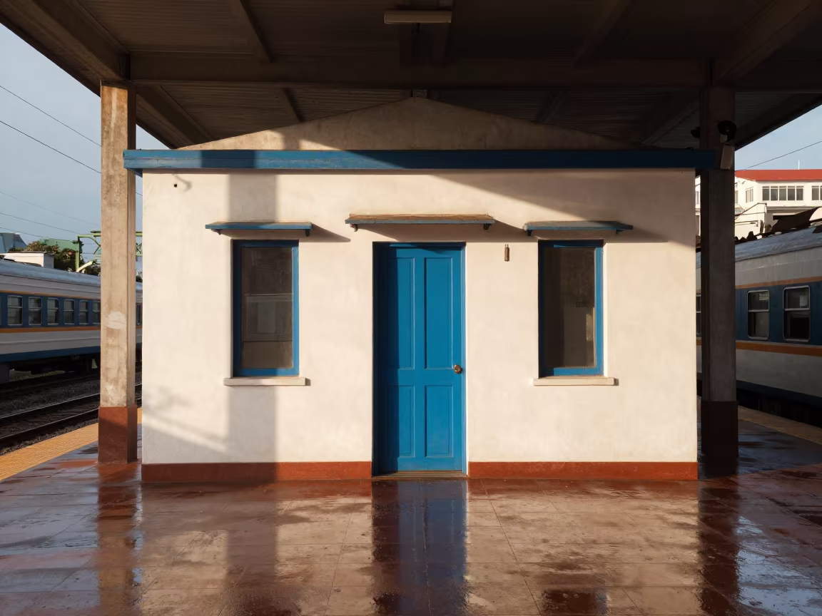 Blue Door Cycladic House in Keelung Train Terminal in inside a restored train terminal in Keelung