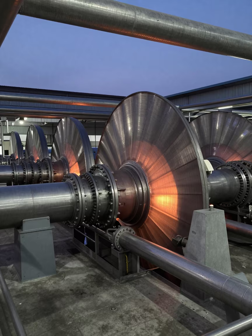 Blue Dusk in Sandakan Turbine Hall After Sunset in in a turbine hall near Sandakan