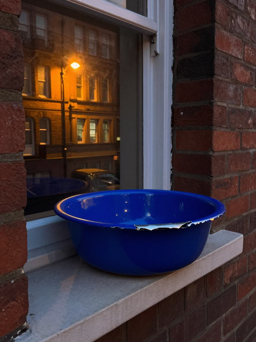 Blue Enamel Basin in Liverpool in in Liverpool, United Kingdom