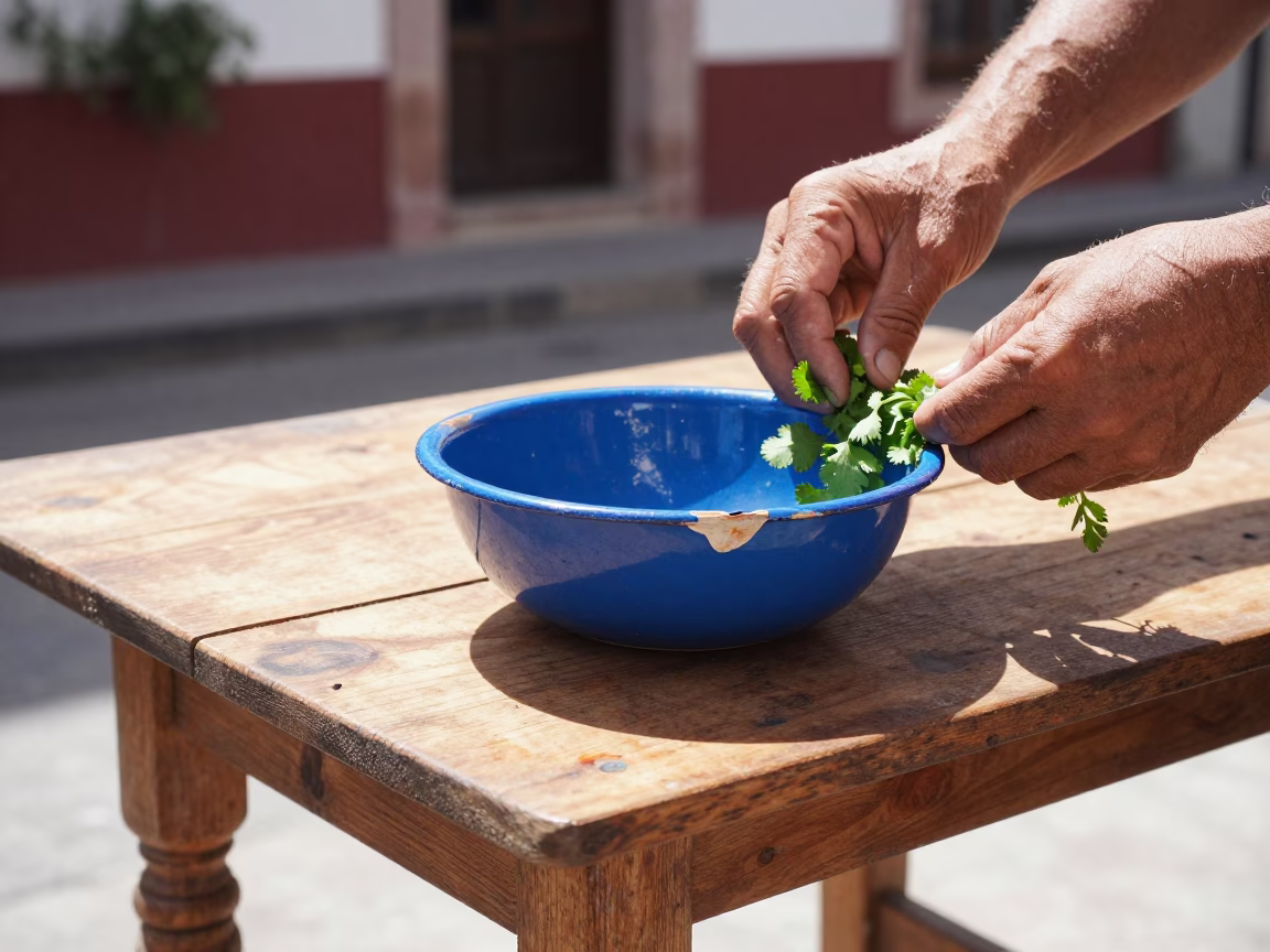 Blue Enamel Bowl in Guadalajara in in Guadalajara, Mexico