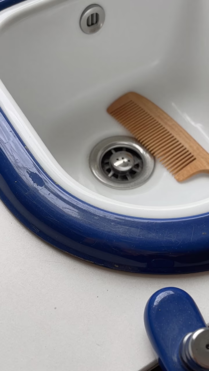 Blue Enamel Sink Rim in Nice in in Nice, France