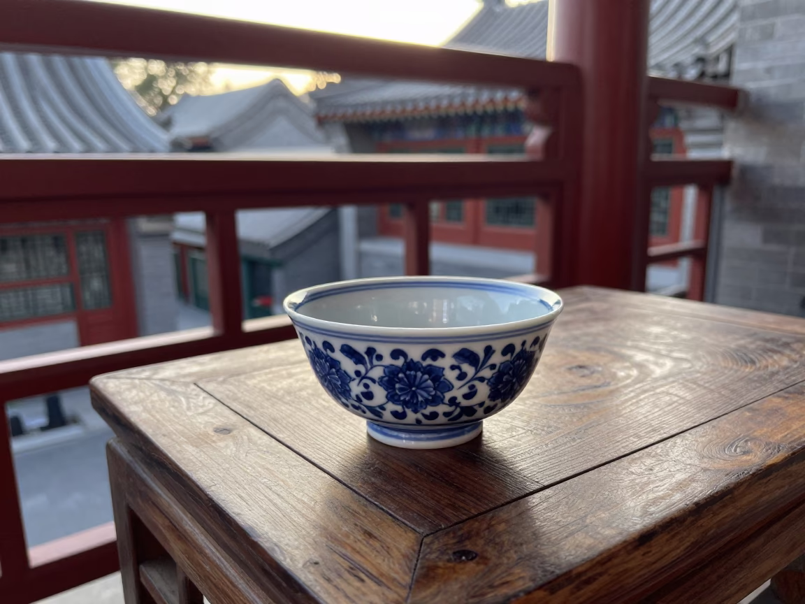Blue Floral Porcelain Bowl in Beijing in in Beijing, China