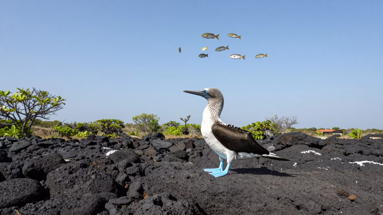 Blue-footed Booby Dance on Thimphu Lava Ridge in on a wind-scoured ridge near Thimphu