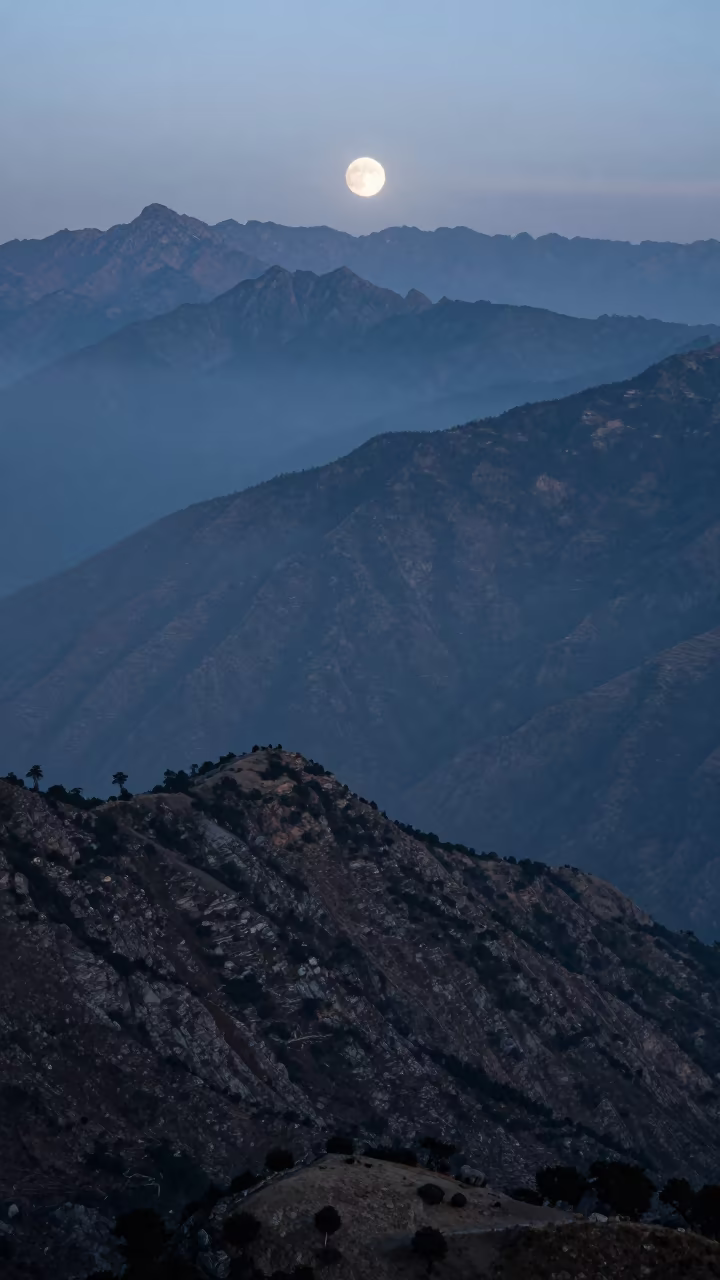 Blue Haze Over Layered Mountain Ridges Near Kathmandu in from a ridge above layered foothills near Kathmandu