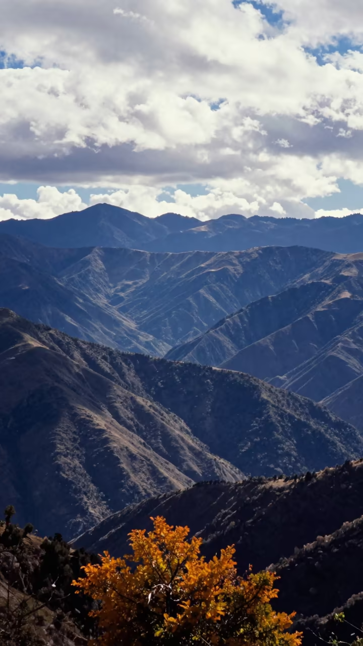 Blue Haze Mountain Ridges Cusco Autumn Light in near San Cristobal, Cusco