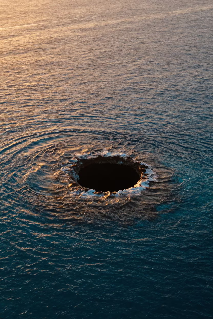 Blue Hole Silhouette at Cuban Golden Hour in in Cuba