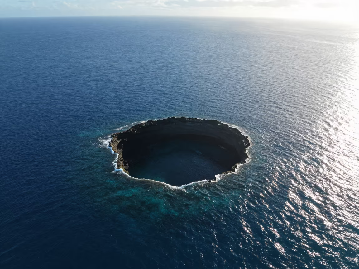 Blue Hole Silhouette Over Waikiki Volcanic Drop-off in beside a volcanic drop-off near Waikiki, Honolulu