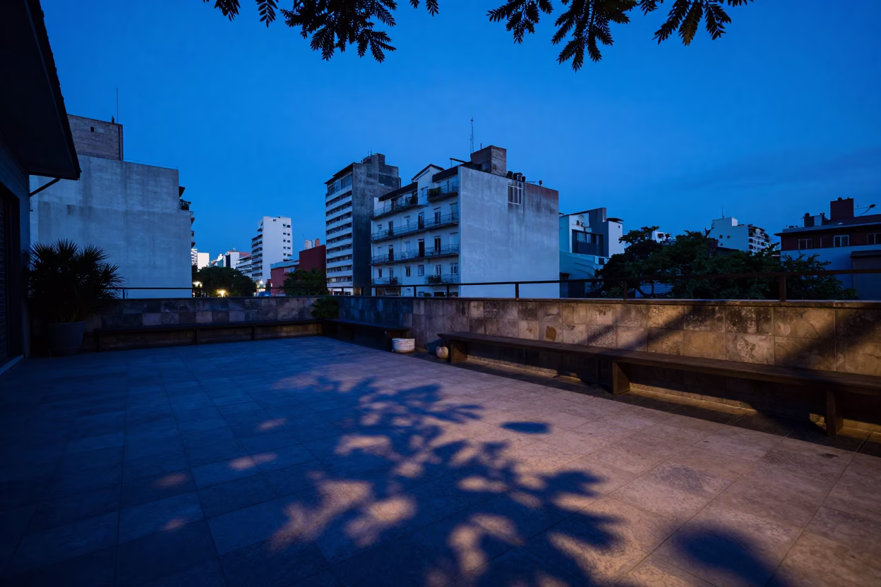 Blue Hour at The Last Blue Light Of Evening in Buenos Aires in in Buenos Aires, Argentina