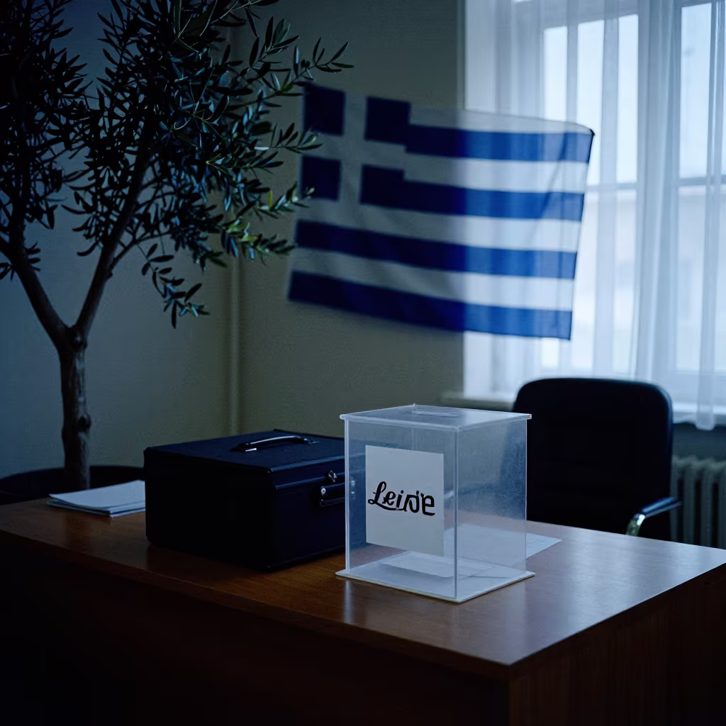 Blue Hour Ballot Case in Athens Office Shadow in inside a campaign office near Athens