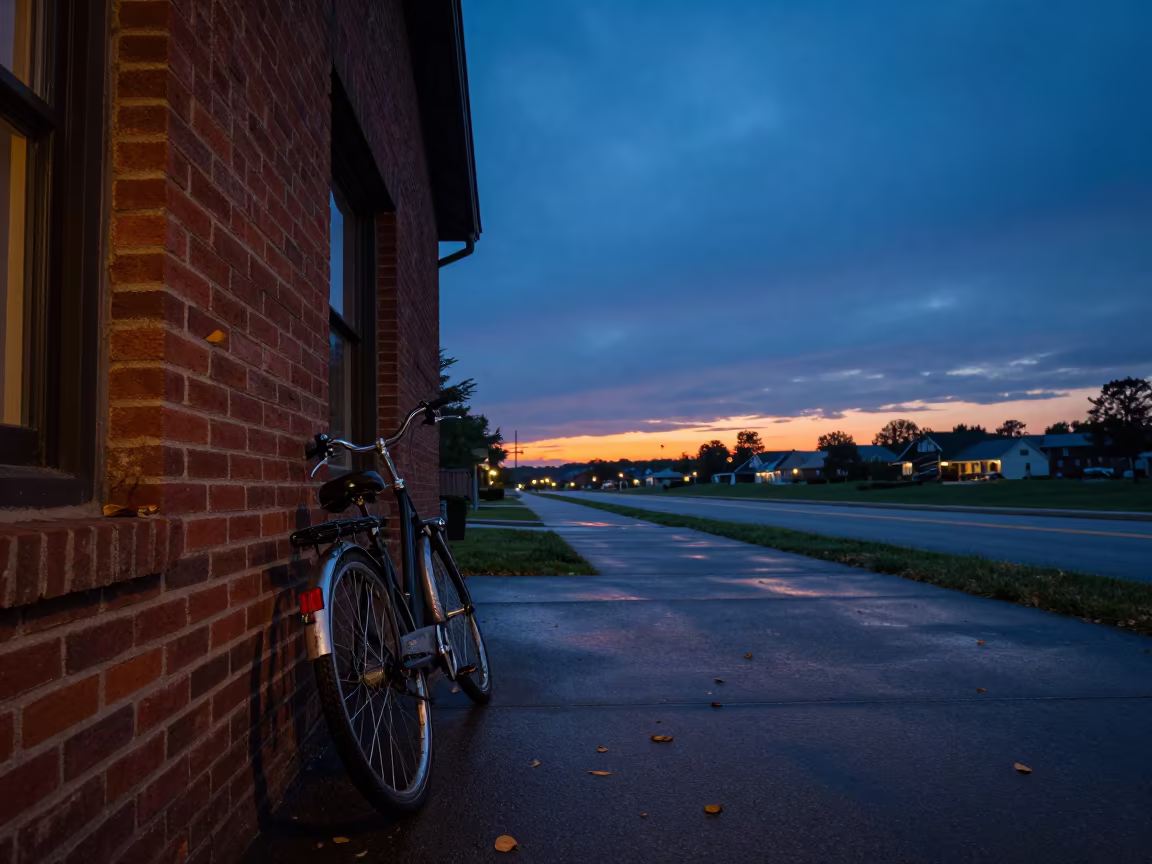 Blue Hour Bicycle on New Hampshire Causeway in on a wind-open causeway in New Hampshire
