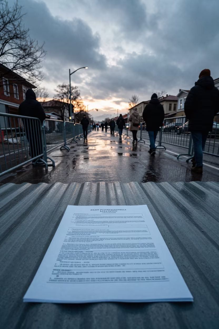 Blue Hour Civic Table Plovdiv Rain in along barricaded protest routes in Plovdiv