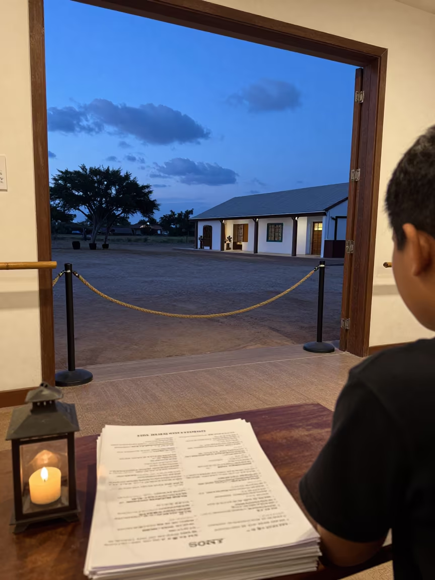Blue Hour Dance Rehearsal Room with Rain Outside in in a ceremonial hall near St Johns
