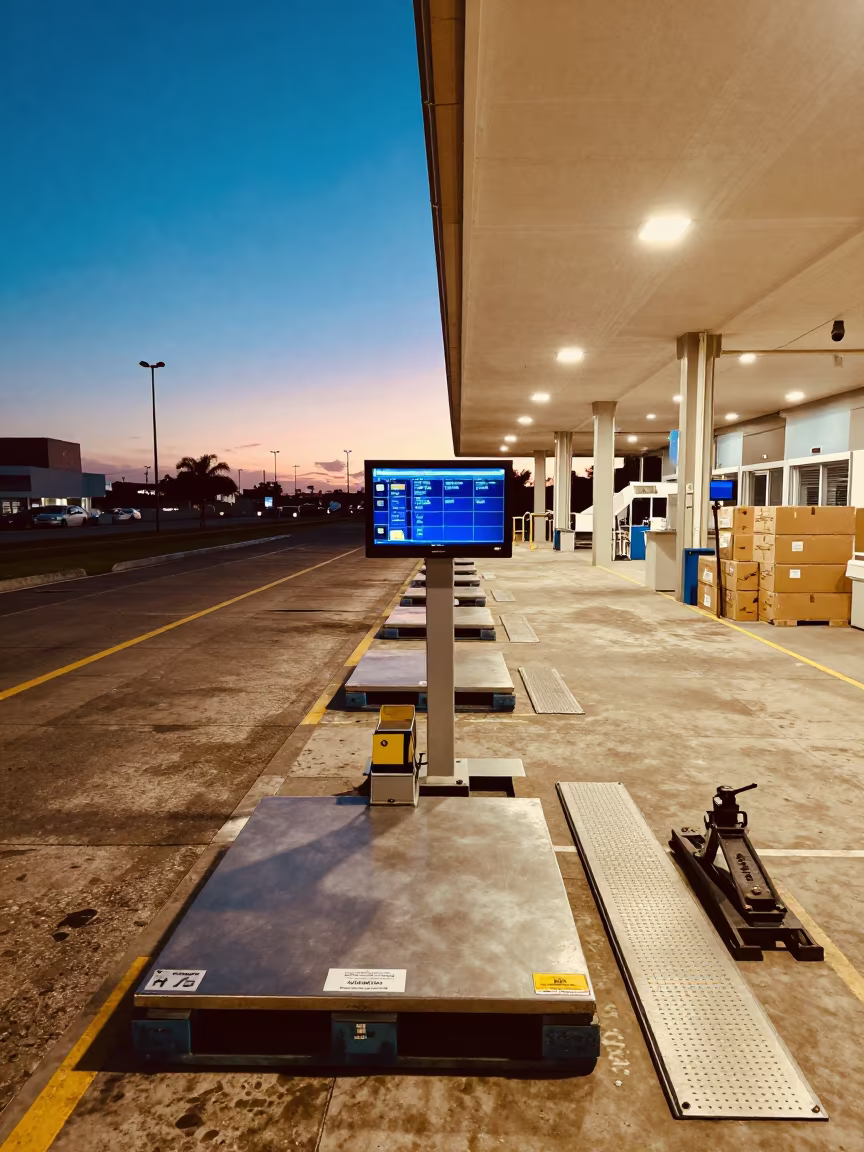 Blue Hour Dock Scale Station Salvador in at a fulfillment packing station in Salvador