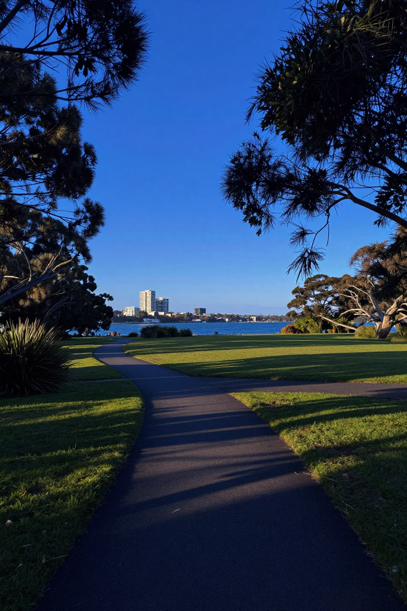 Blue Hour Evening in Perth Western Australia Coastal Park Scene in in Perth, Western Australia, Australia