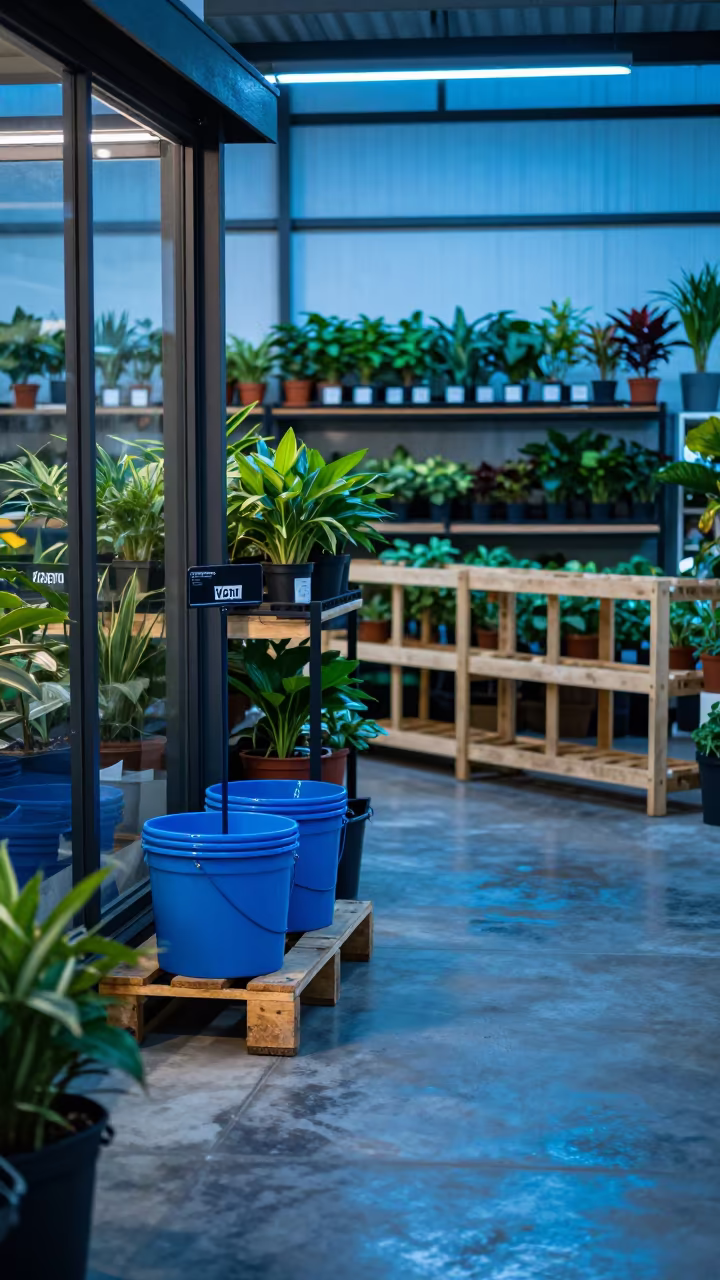 Blue Hour Garden Center Reset in Valera in inside a storefront prepared for opening in Valera