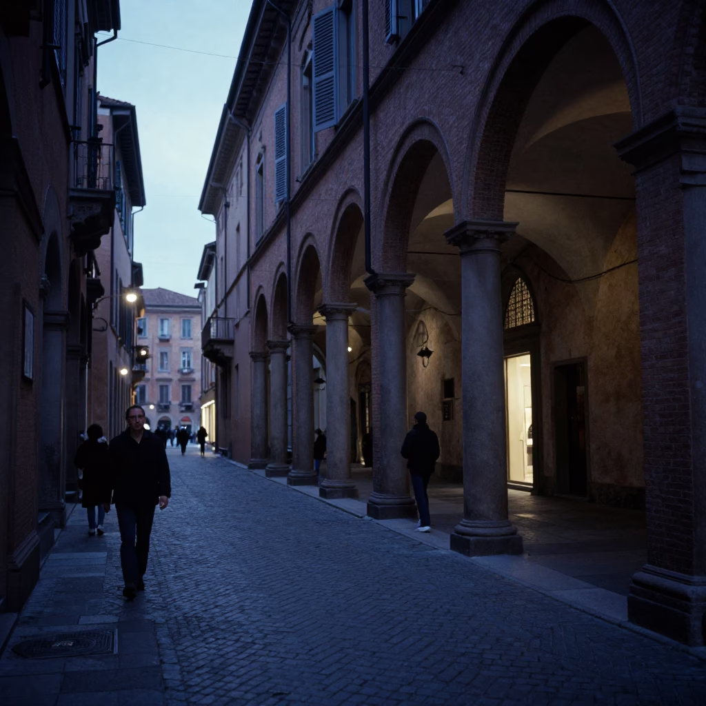 Blue Hour in Bologna at The Last Blue Light Of Evening in in Bologna, Italy