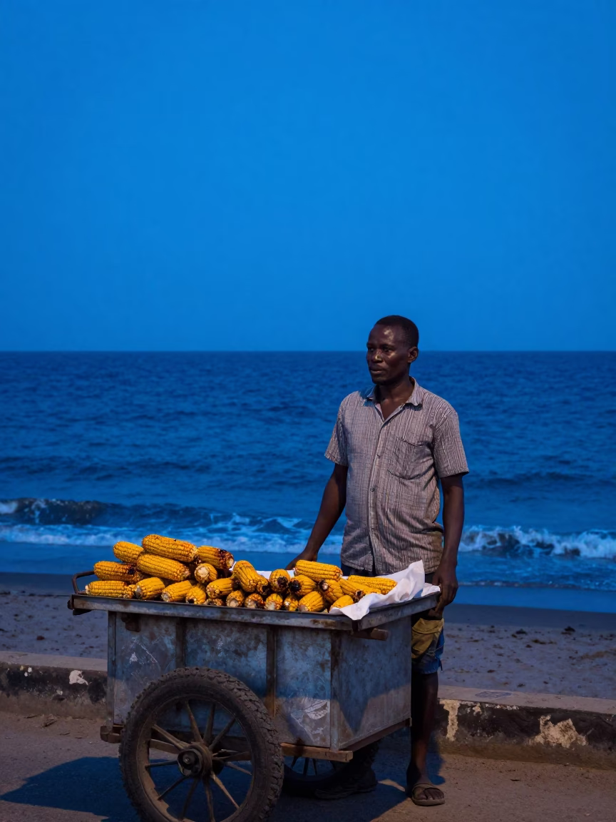 Blue Hour in Dakar at The Last Blue Light Of Evening in in Dakar, Senegal