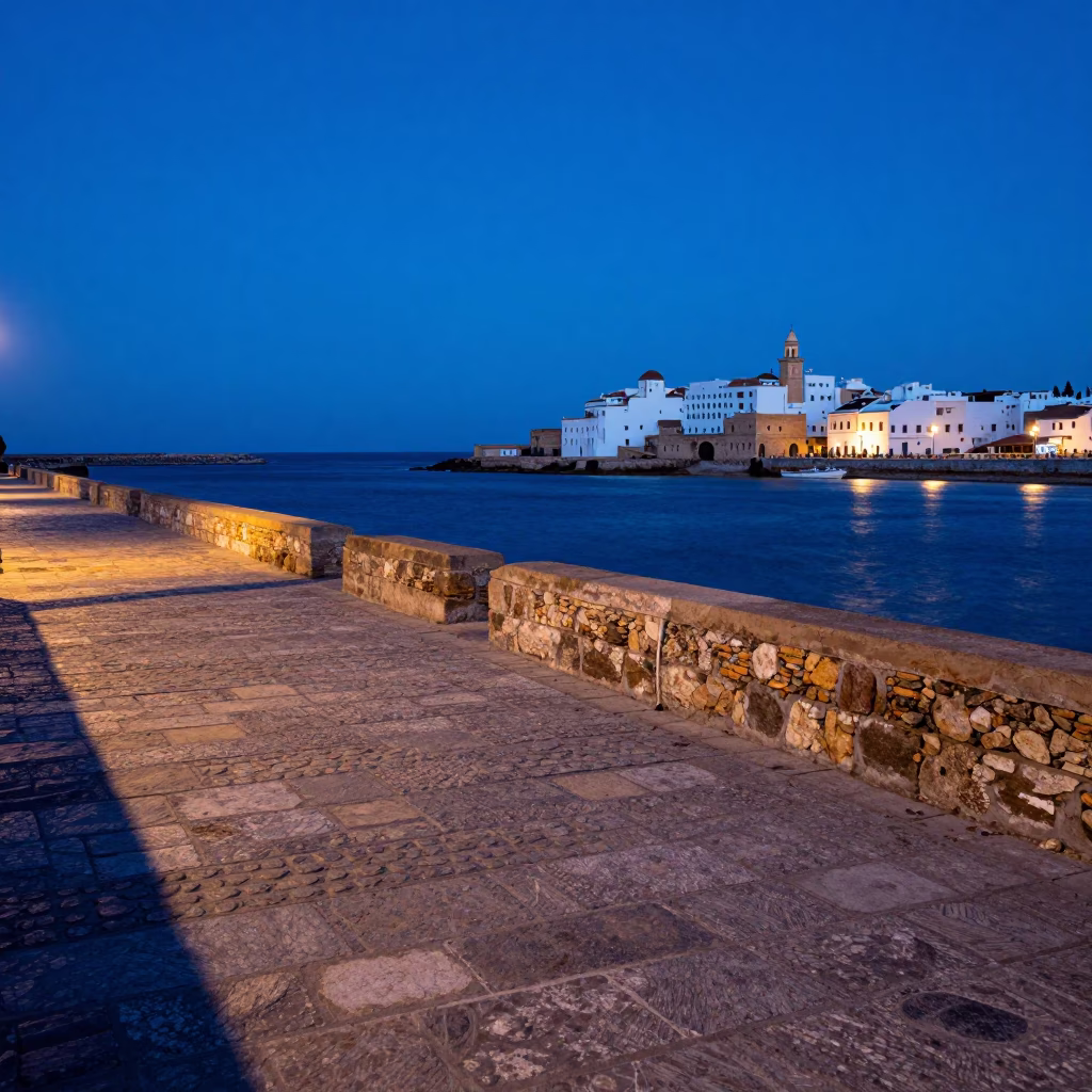 Blue Hour in Essaouira at The Last Blue Light Of Evening in in Essaouira, Morocco