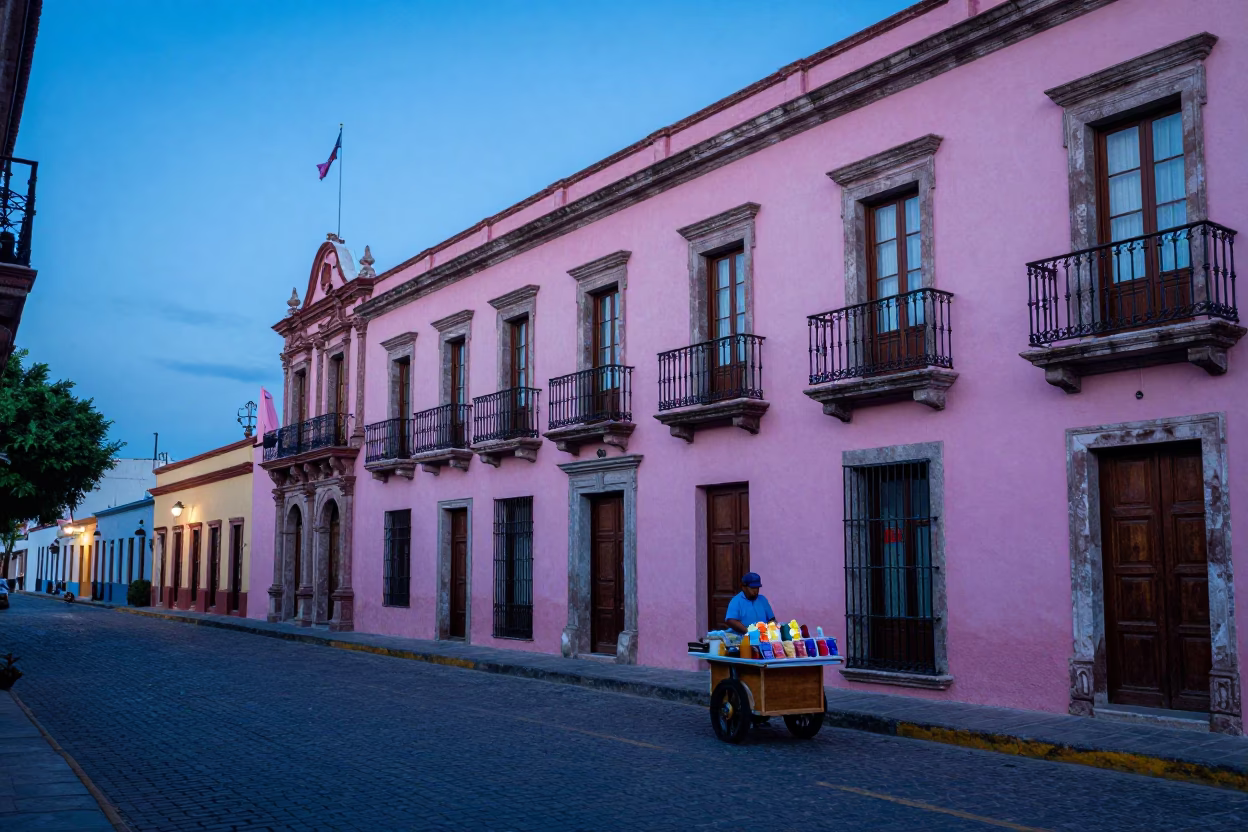 Blue Hour in Merida at The Last Blue Light Of Evening in in Merida, Mexico