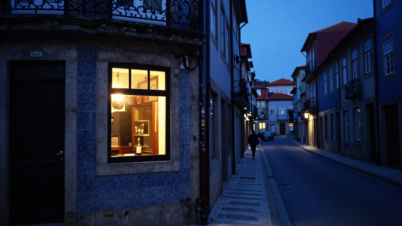 Blue Hour in Porto at The Last Blue Light Of Evening in in Porto, Portugal