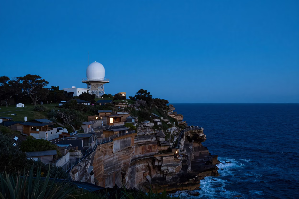 Blue Hour in Sydney at The Last Blue Light Of Evening in in Sydney, New South Wales, Australia